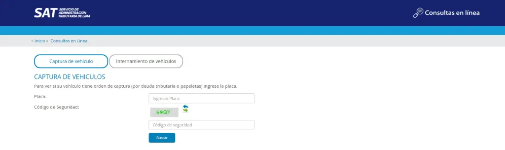 Portal Virtual SAT para consultar la orden de caputra